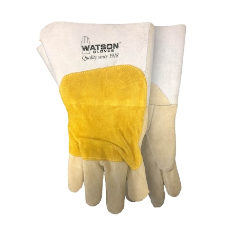 Watson Gloves Gauntlet Cuff, Straight Thumb, Reverse Cowhide, M, 1 PR 2735-M